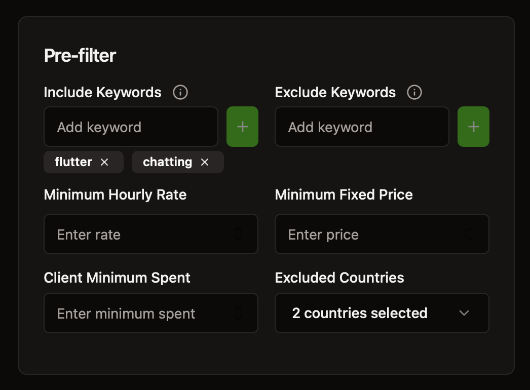 Pre-filter Matching